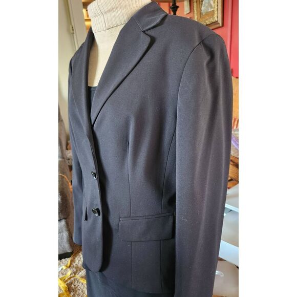 J41  Evan Picone Essentials black 3-button blazer lined, business office - Picture 5 of 7